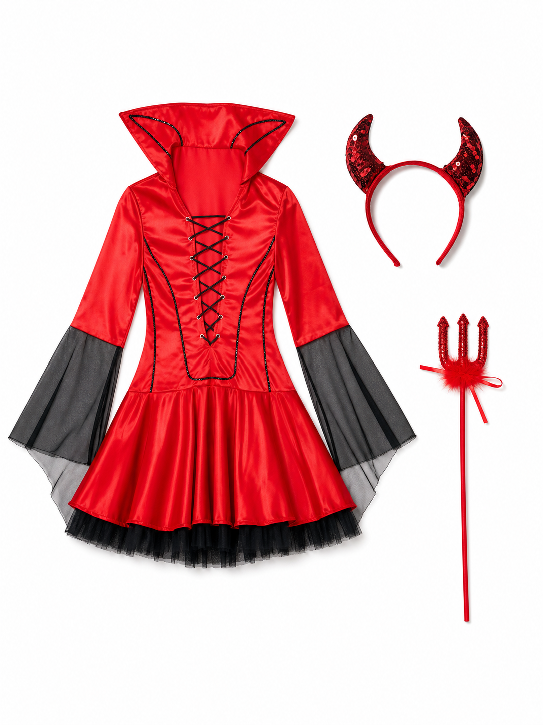 Red and Black Demon Costume for Halloween and Cosplay