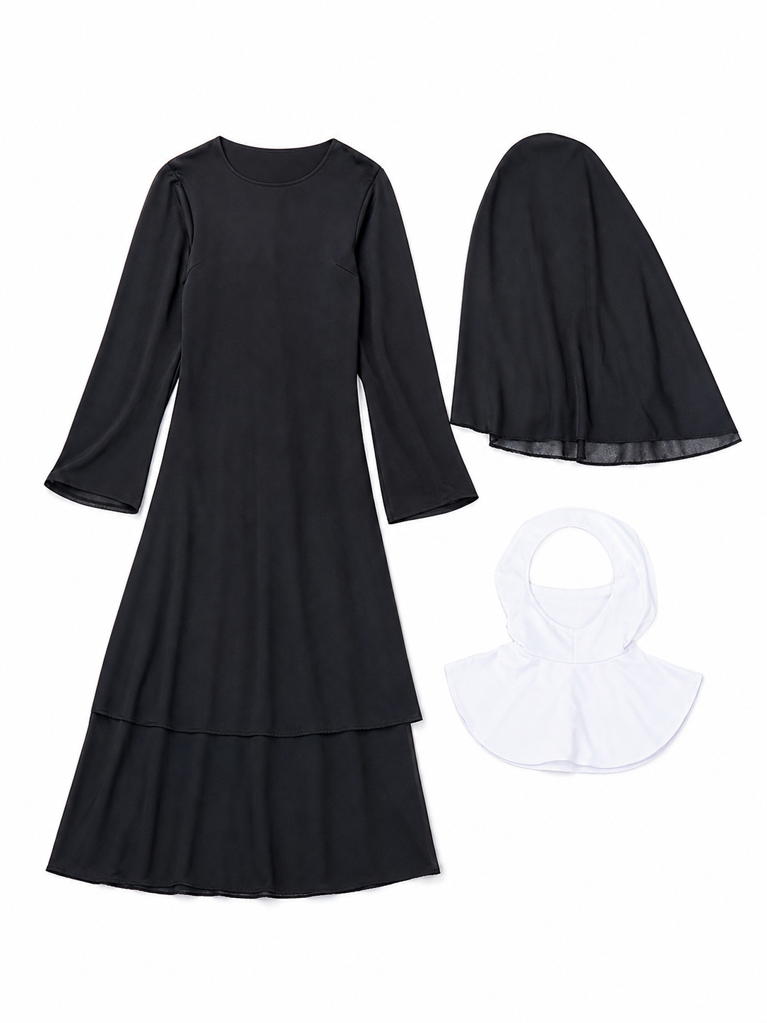 This nun costume is designed for an expressive themed look and is suitable for