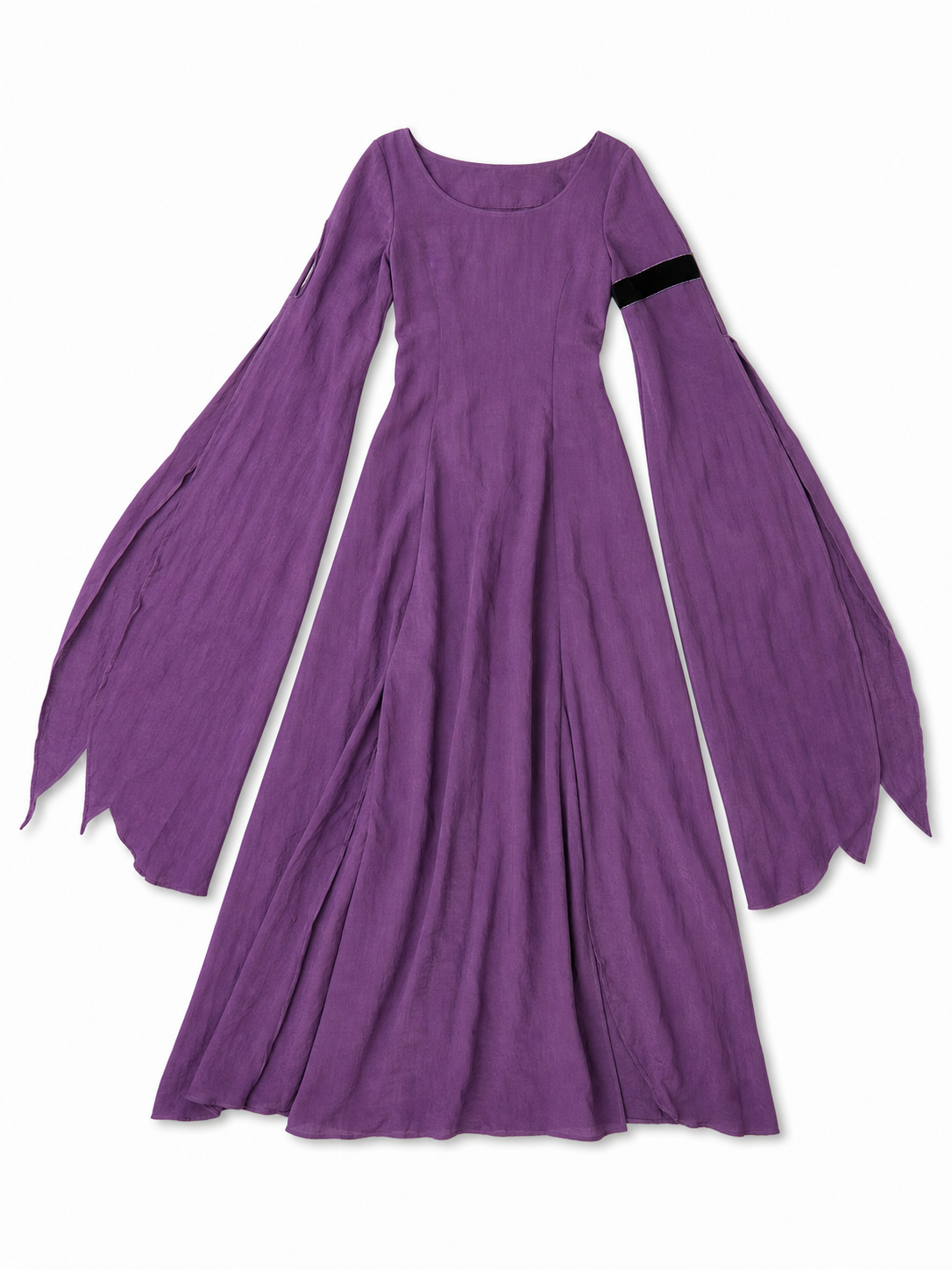 Purple Floor-Length Dress with Long Sleeves
