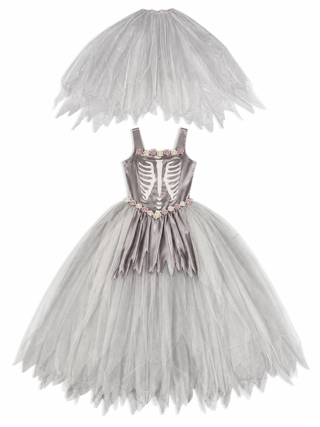 Gothic Skeleton Costume Dress for Halloween included items