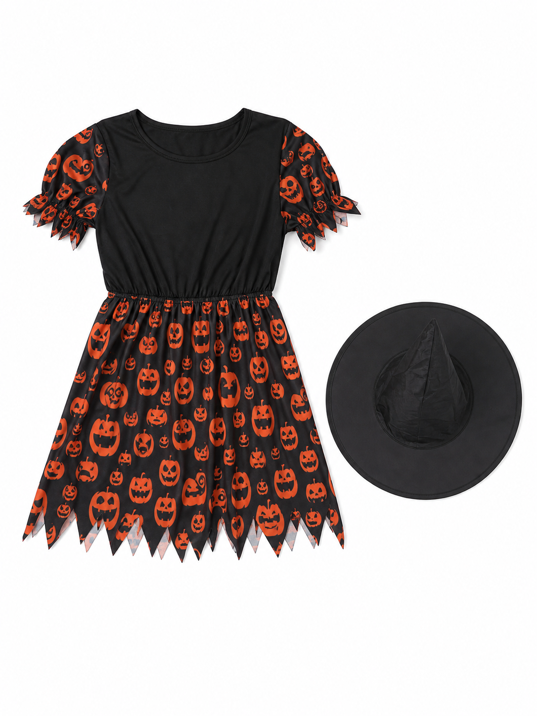 Halloween Costume with Dress and Pointed Hat