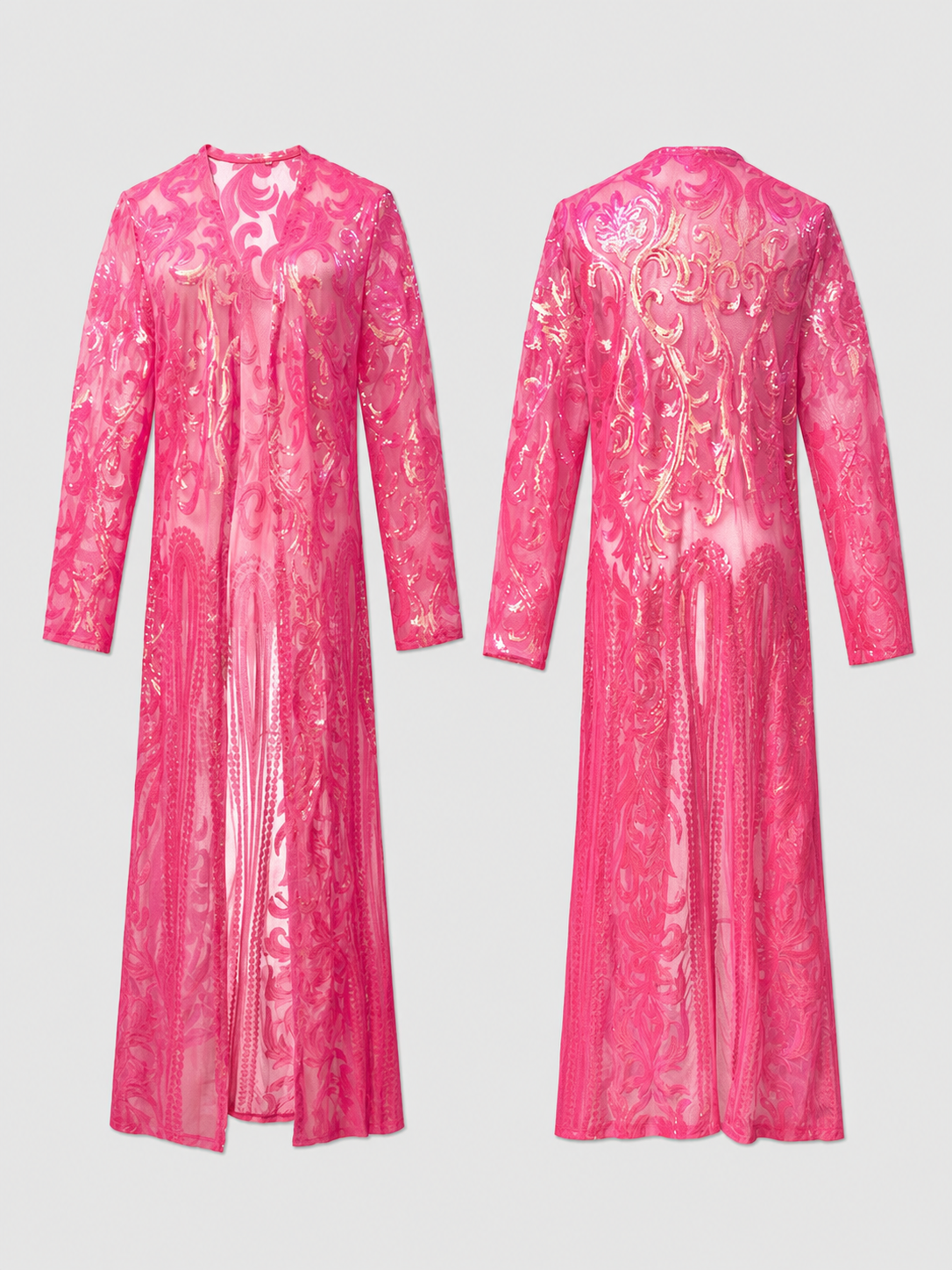Long Cardigan with Sequins and Baroque Embroidery