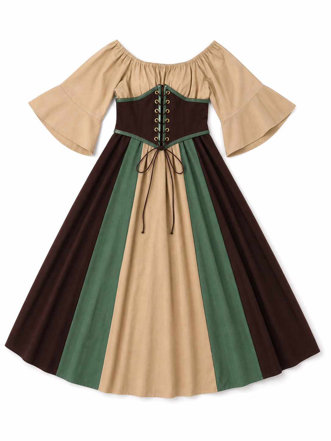 Medieval Dress with Corset Lacing and Ruffles