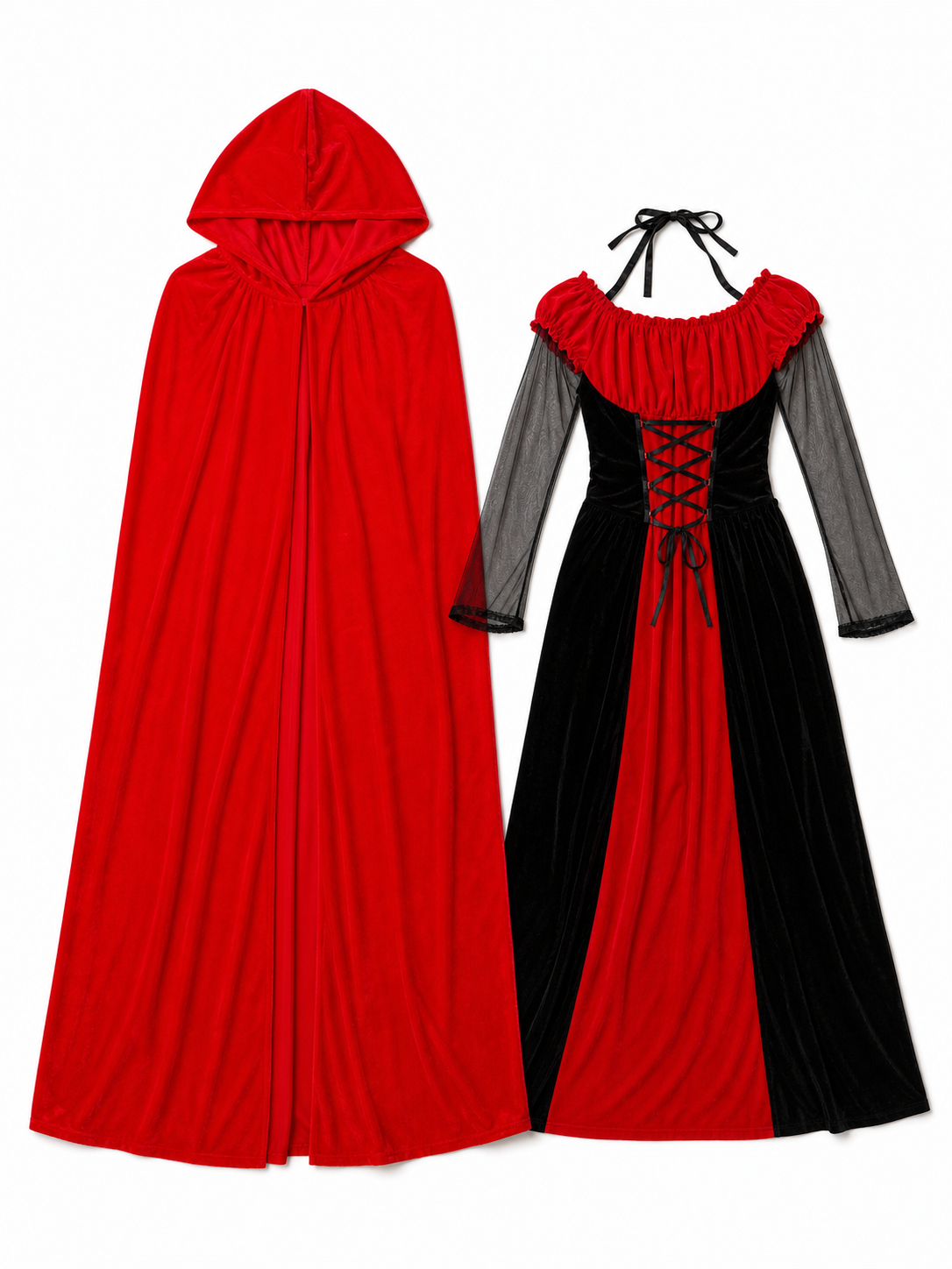 Vampire Costume with Dress and Hood for Halloween included items