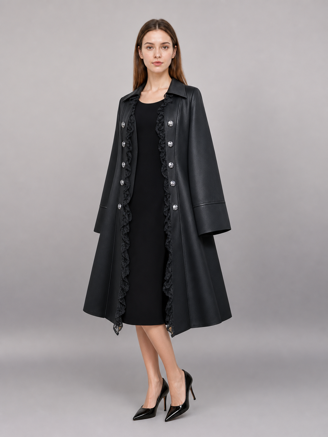 Black Gothic Carnival Cloak with Lace included items