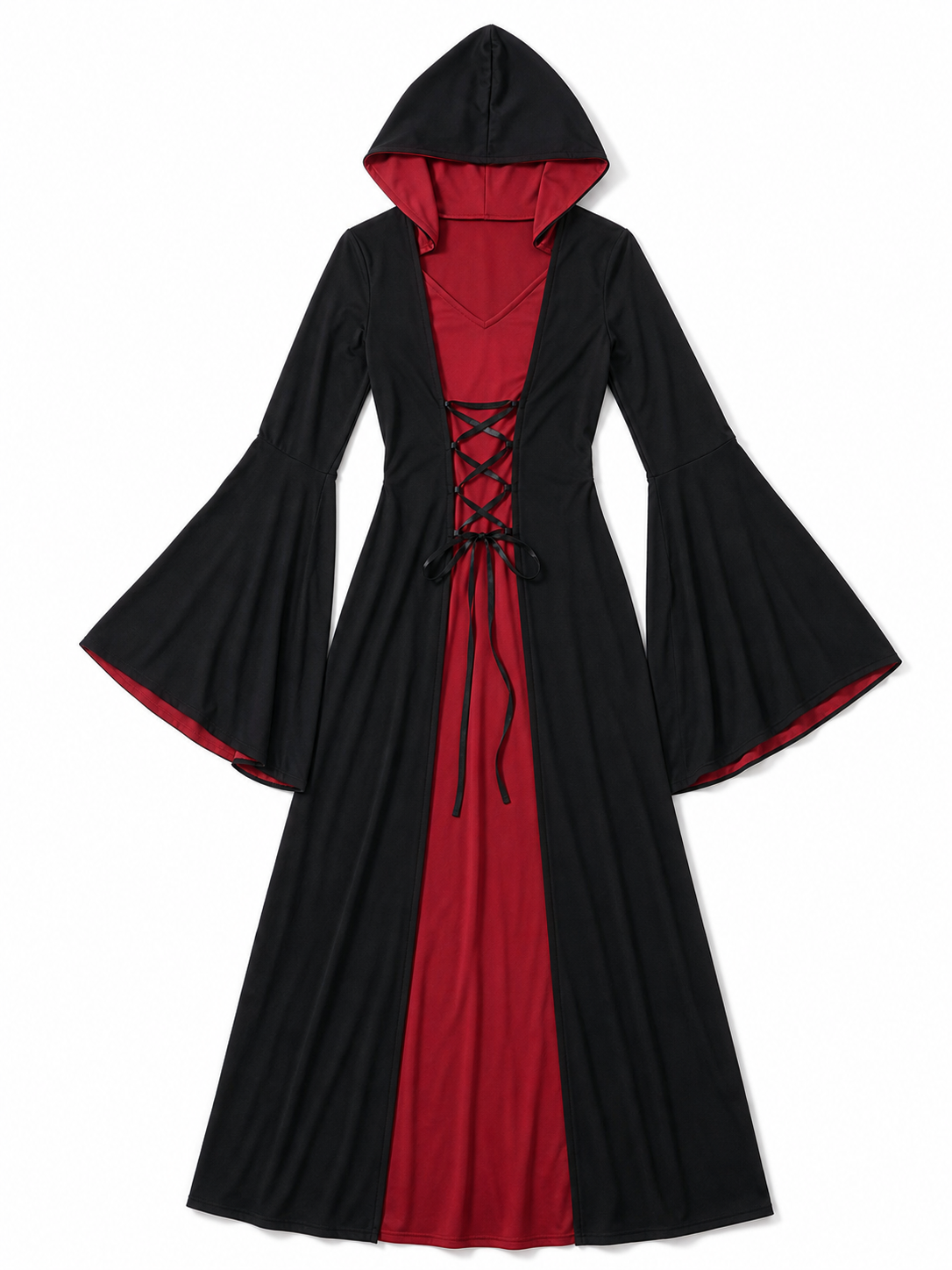 Long Gothic Hooded Costume Dress included items