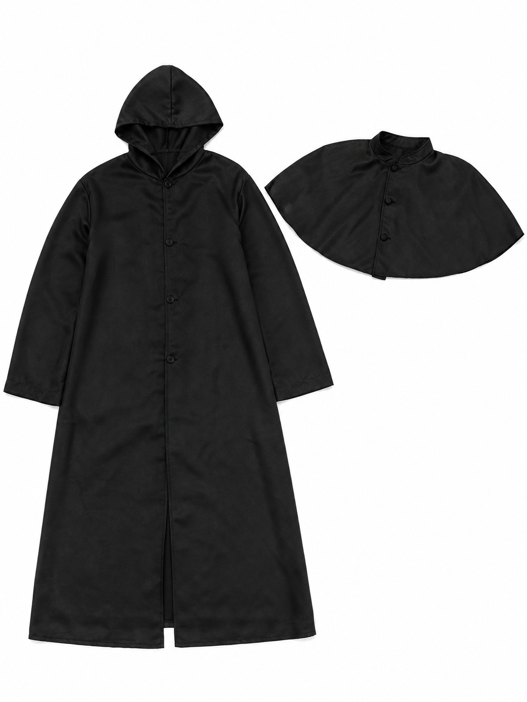 Zombie Costume: Long Black Hooded Cloak