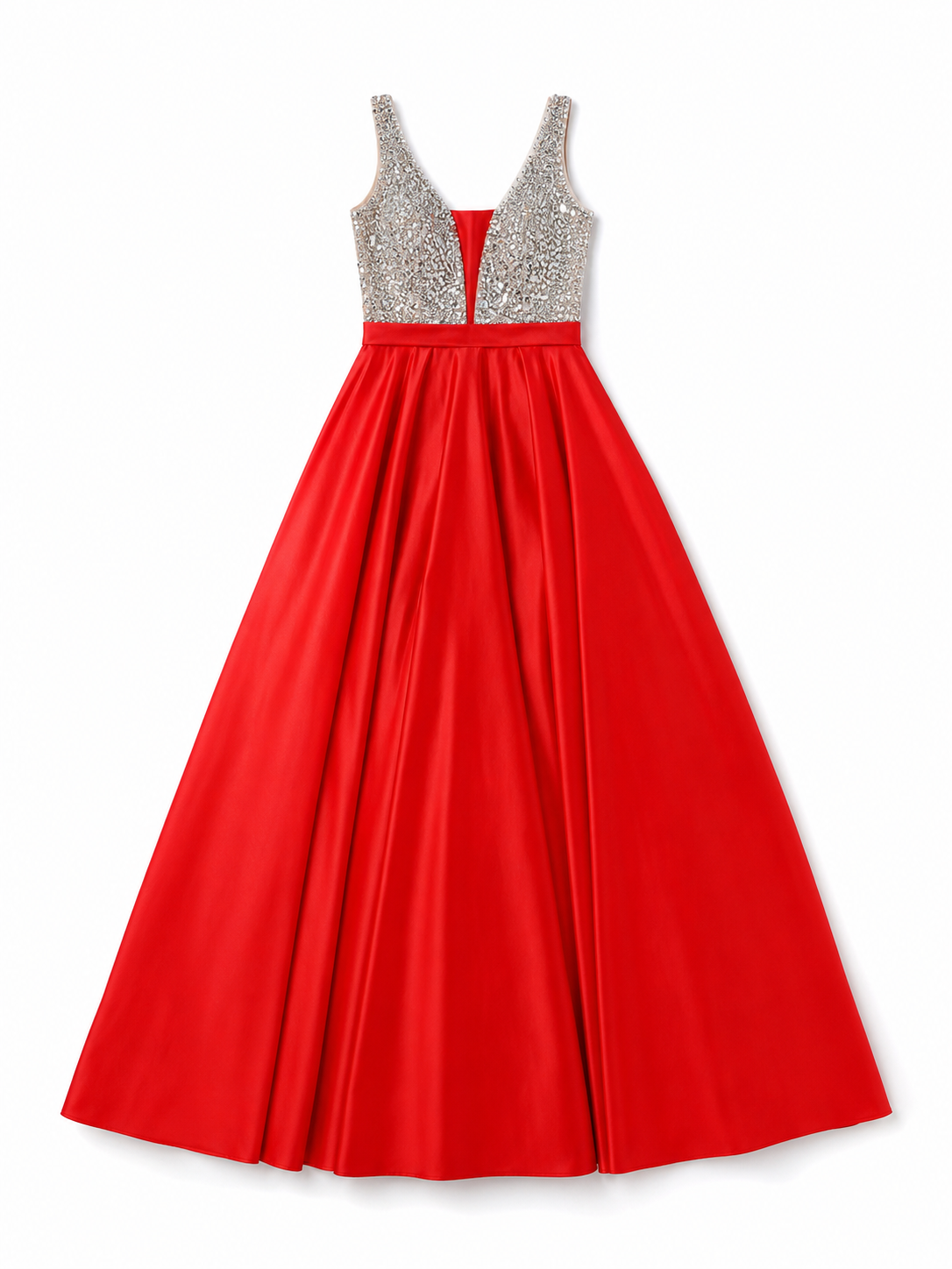 Floor-Length Evening Dress with a Deep V-Neckline