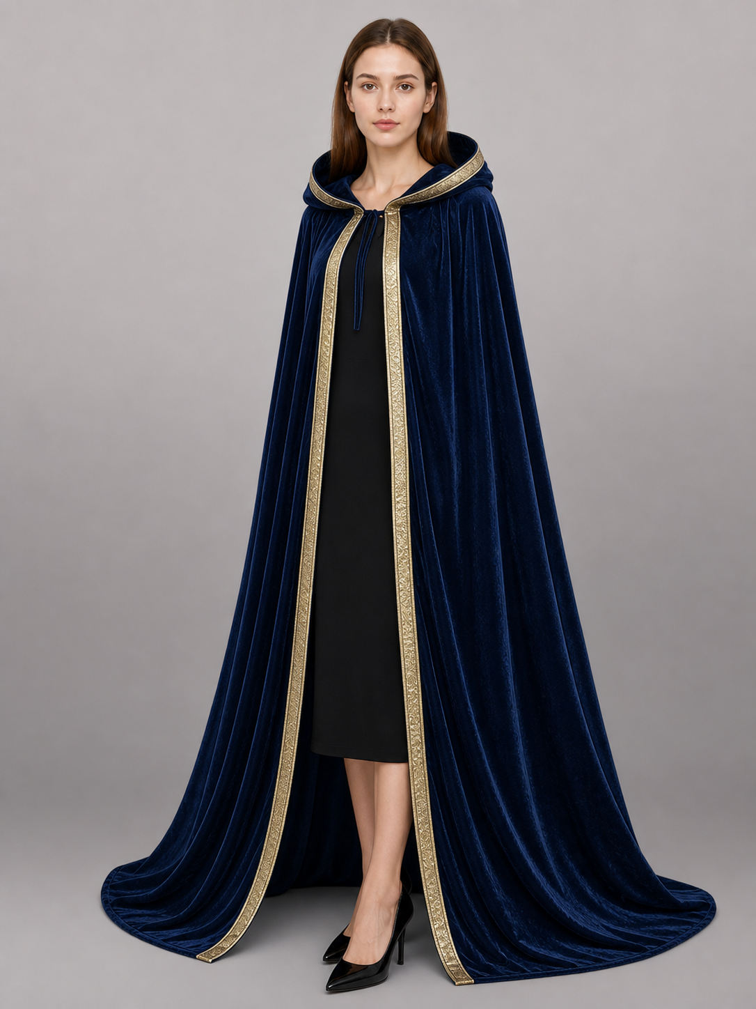 Dark Blue Hooded Costume Cloak included items