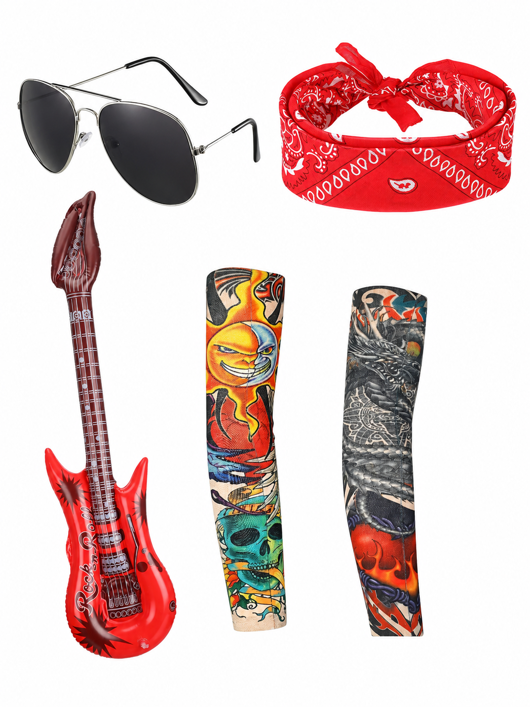 Rock Costume with Bandana, Glasses, and Accessories
