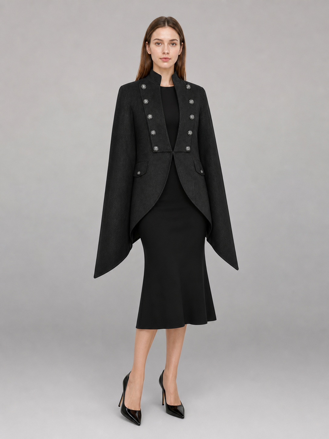 Black carnival tailcoat with a high collar included items