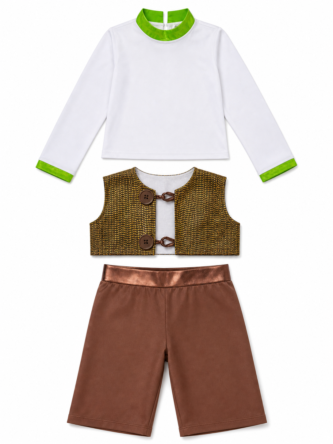 Shrek Carnival Costume: Vest, Shorts, and Belt included items