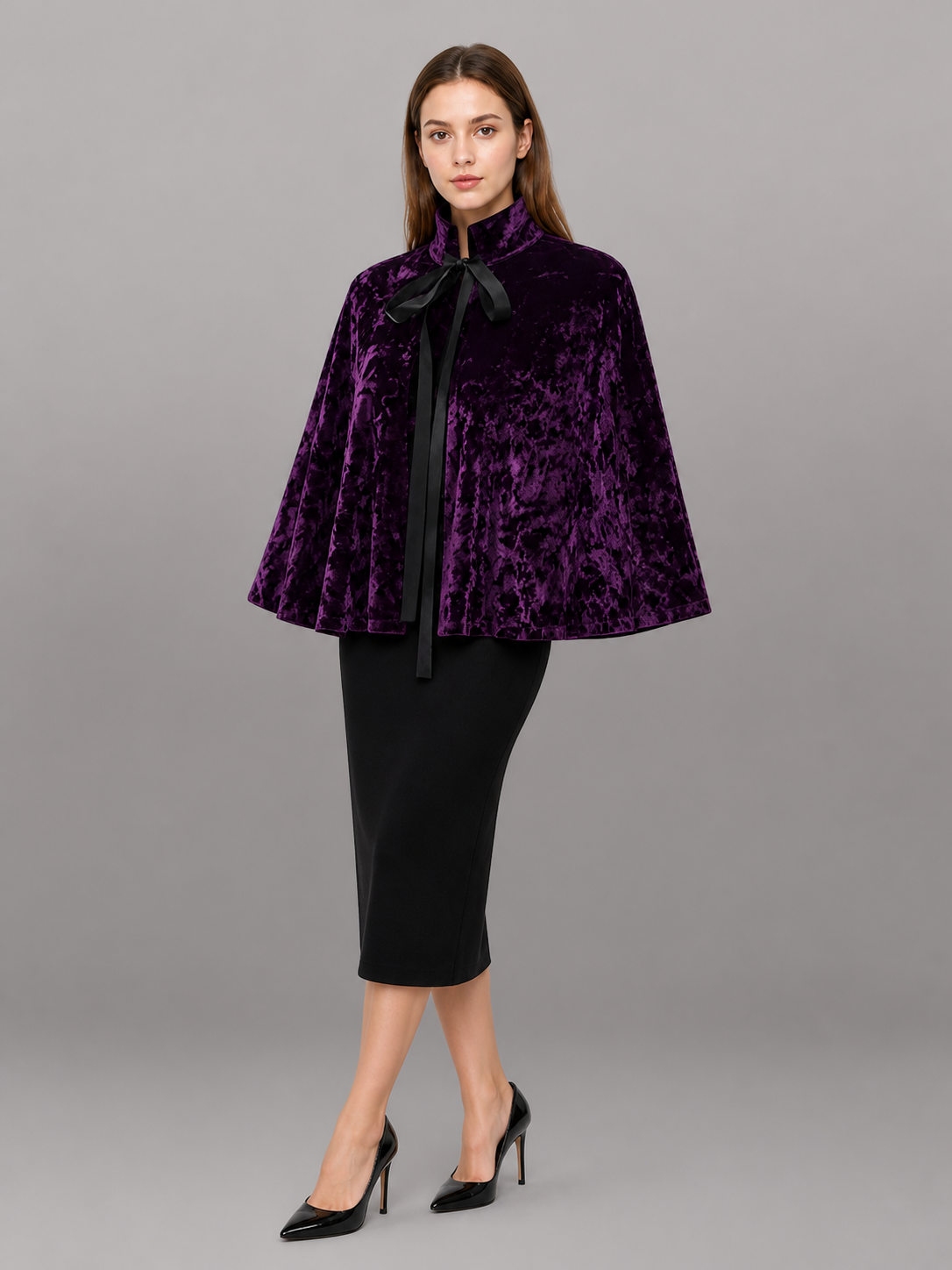 Purple Carnival Cape with Black Accents included items