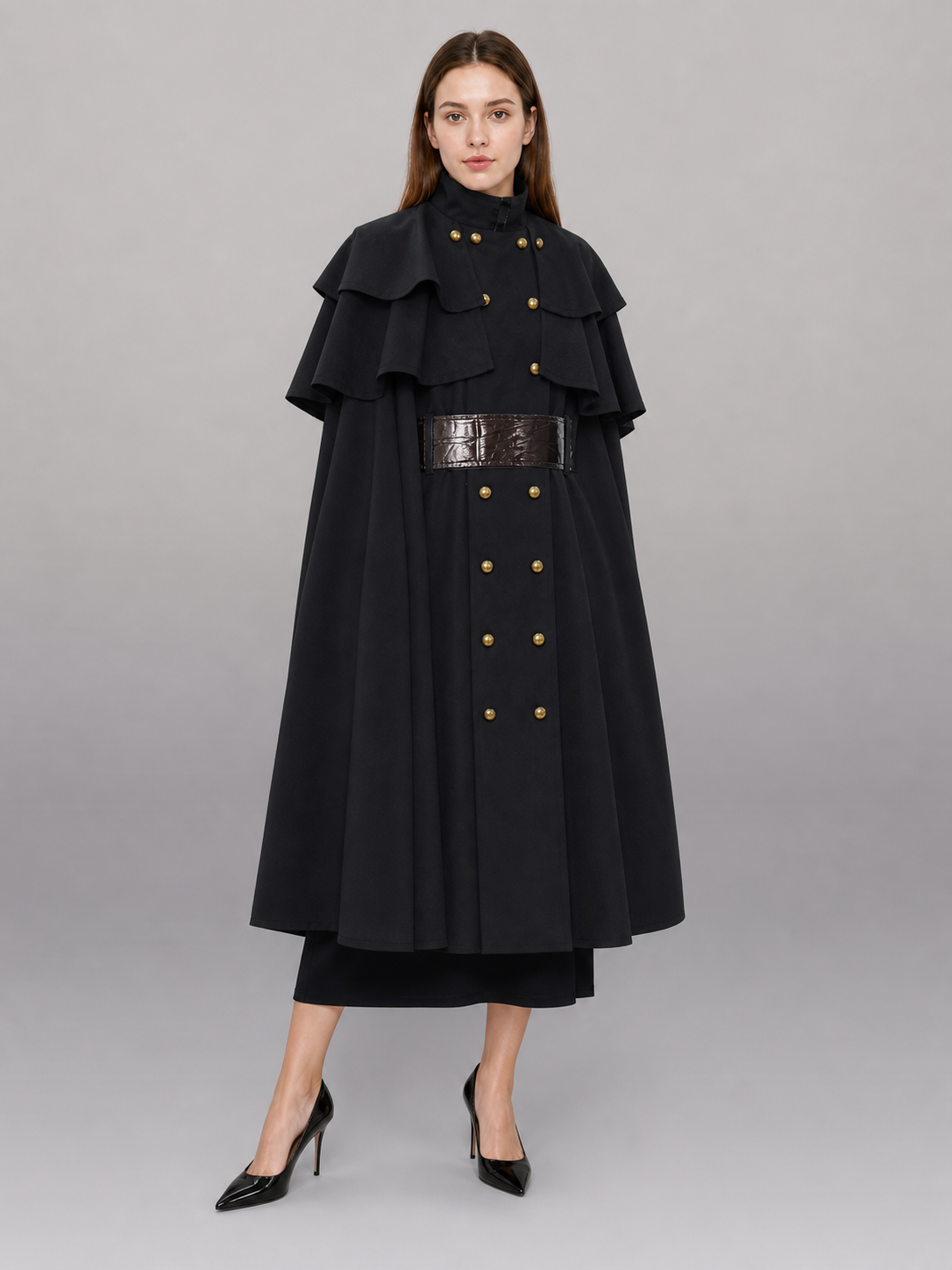 Black Carnival Hooded Cloak for Halloween