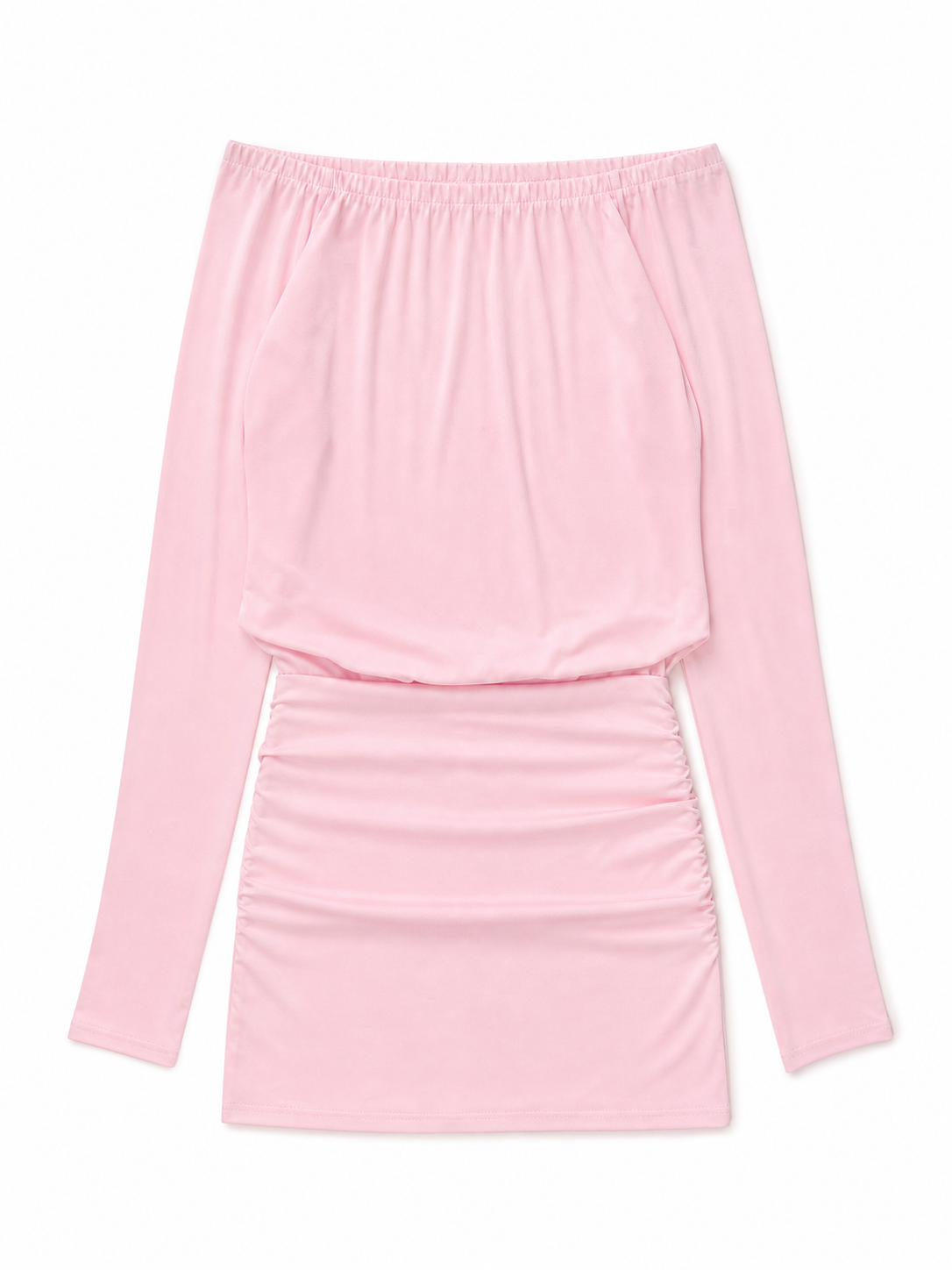 Fitted off-the-shoulder mini dress with sleeves included items