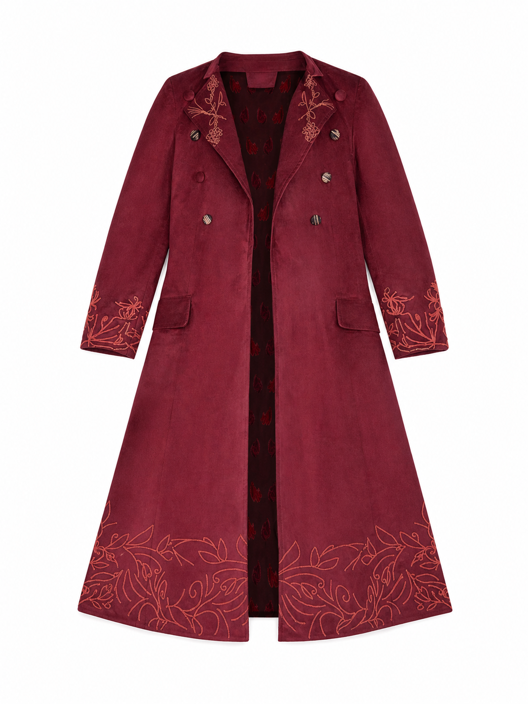 Willy Wonka Cosplay Coat, Burgundy, with Embroidery