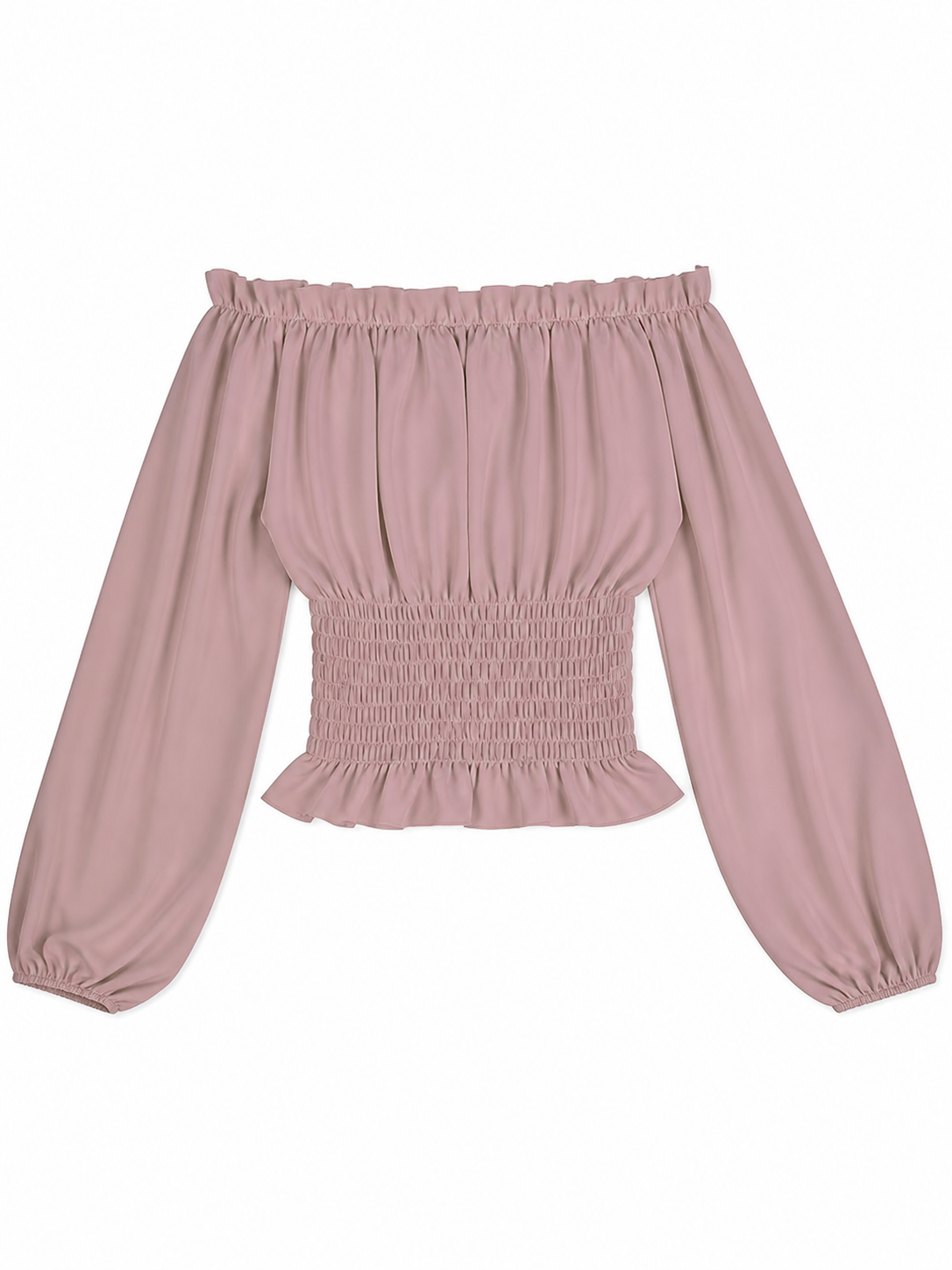 Cropped Blouse with Puff Sleeves and Ruffle