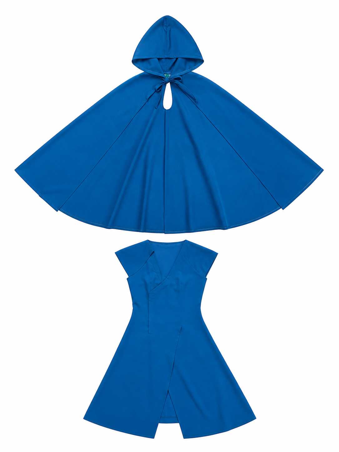 Vampire Costume with a Long Blue Dress and Cape included items