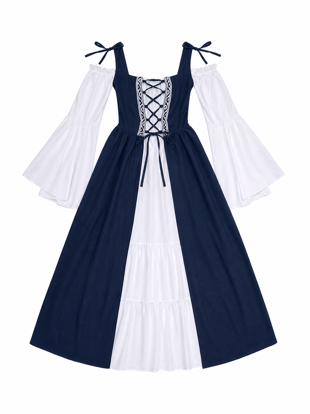 Medieval-Style Dress with a Square Neckline