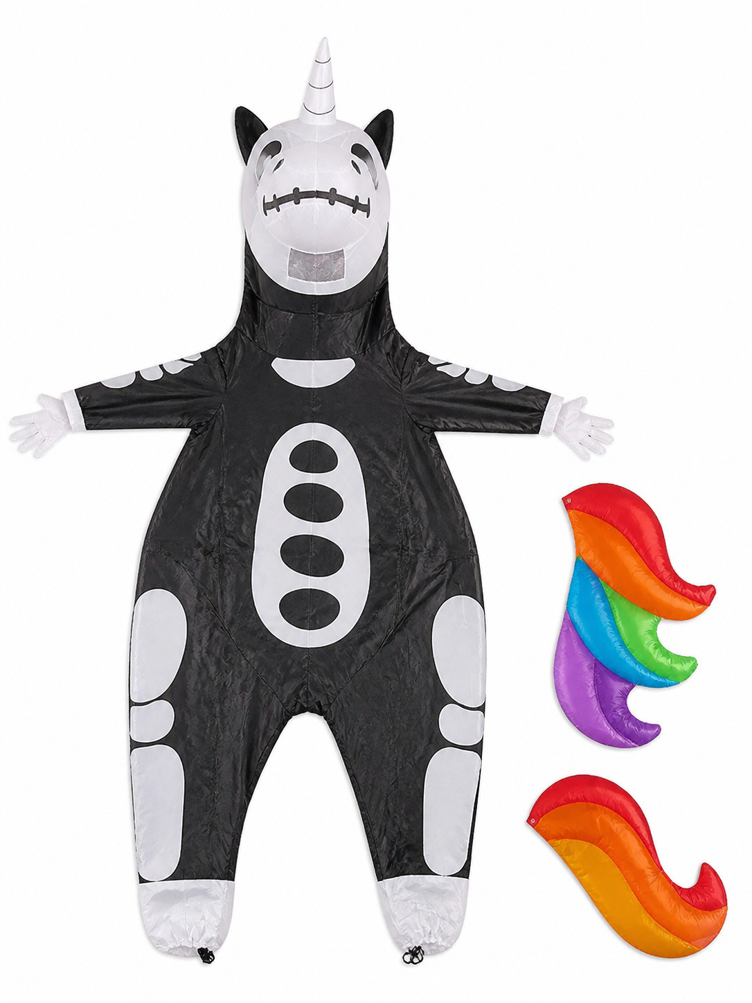 Inflatable Skeleton Unicorn Halloween Costume included items