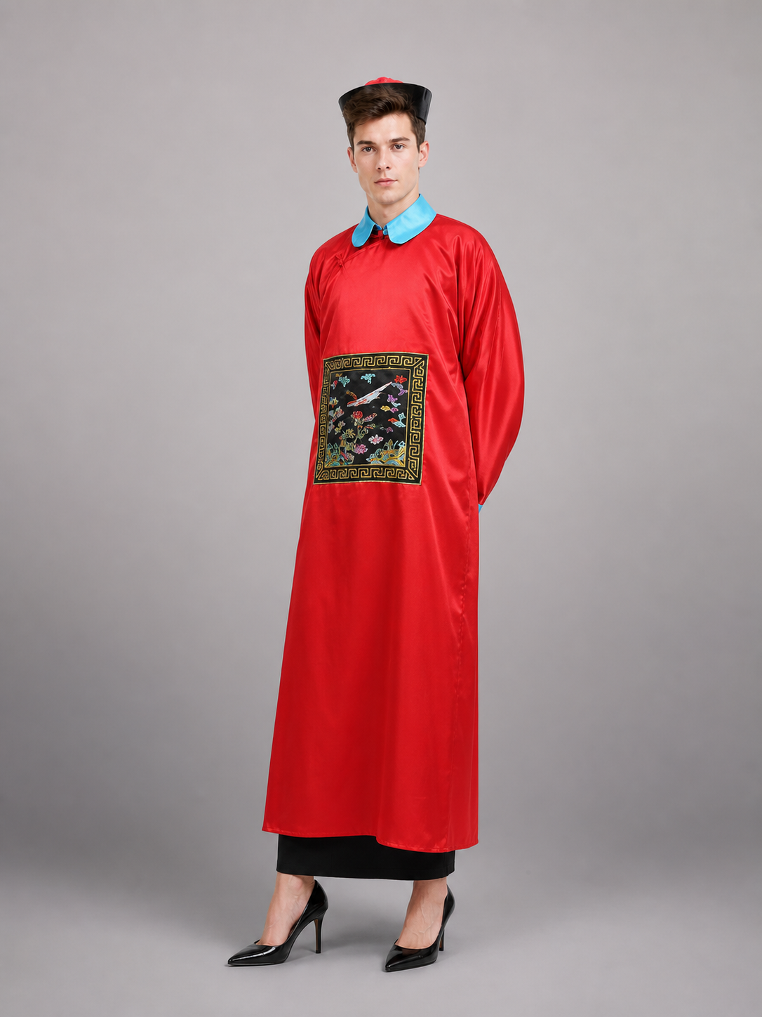 Red Chinese-Style Carnival Cape with Hat