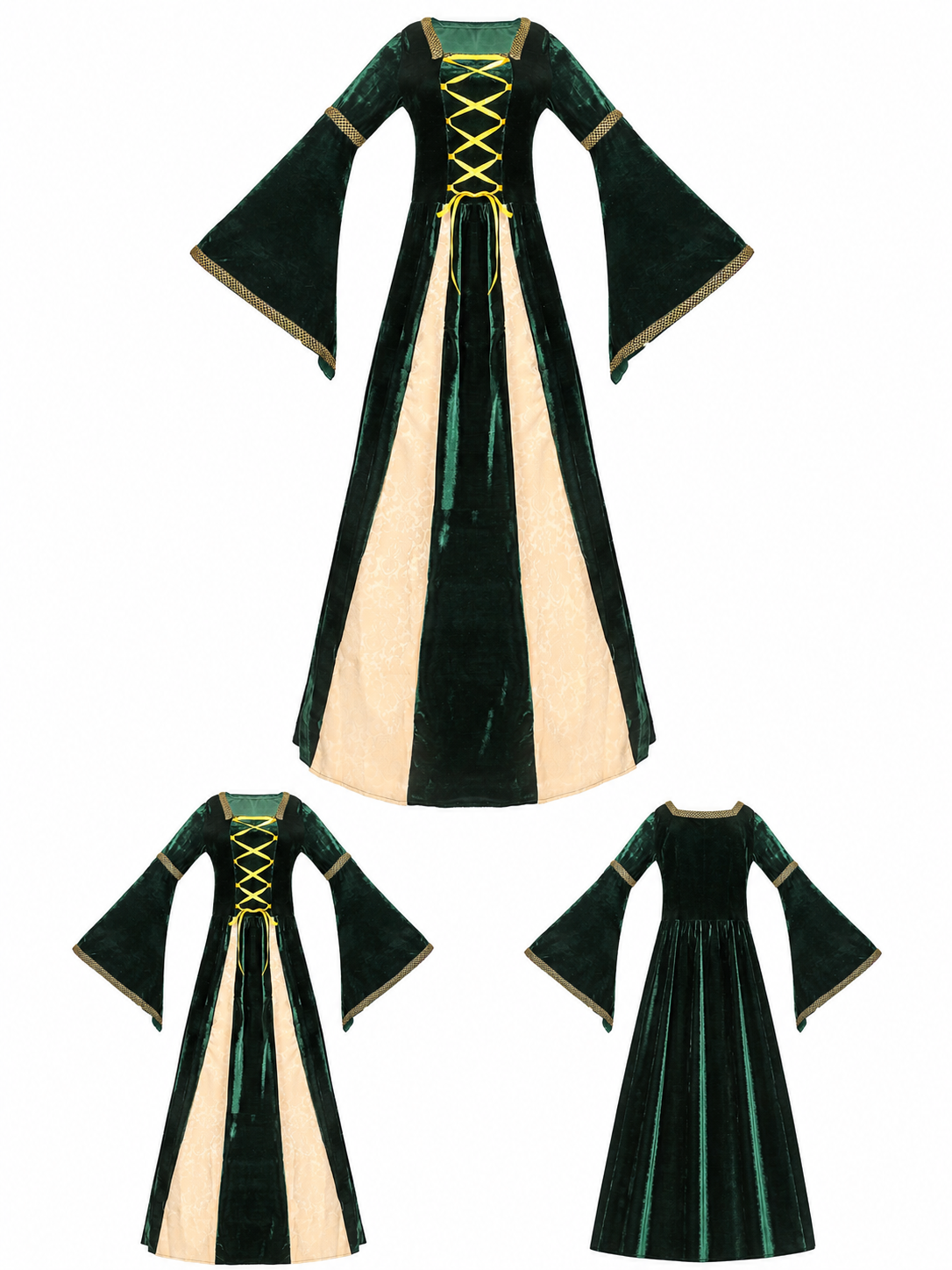 The magic of a medieval fairy tale comes to life in this stage dress costume in included items