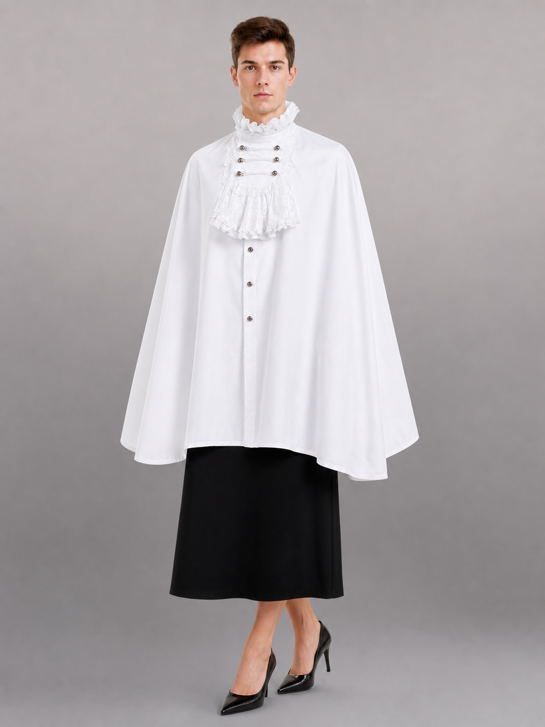 White Shirt with Jabot in Vintage Formal Style included items