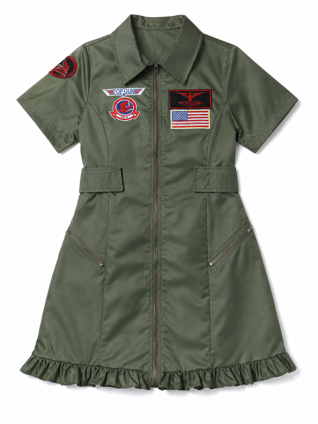 Pilot Costume, Aviation Uniform with Patches and Ruffles included items