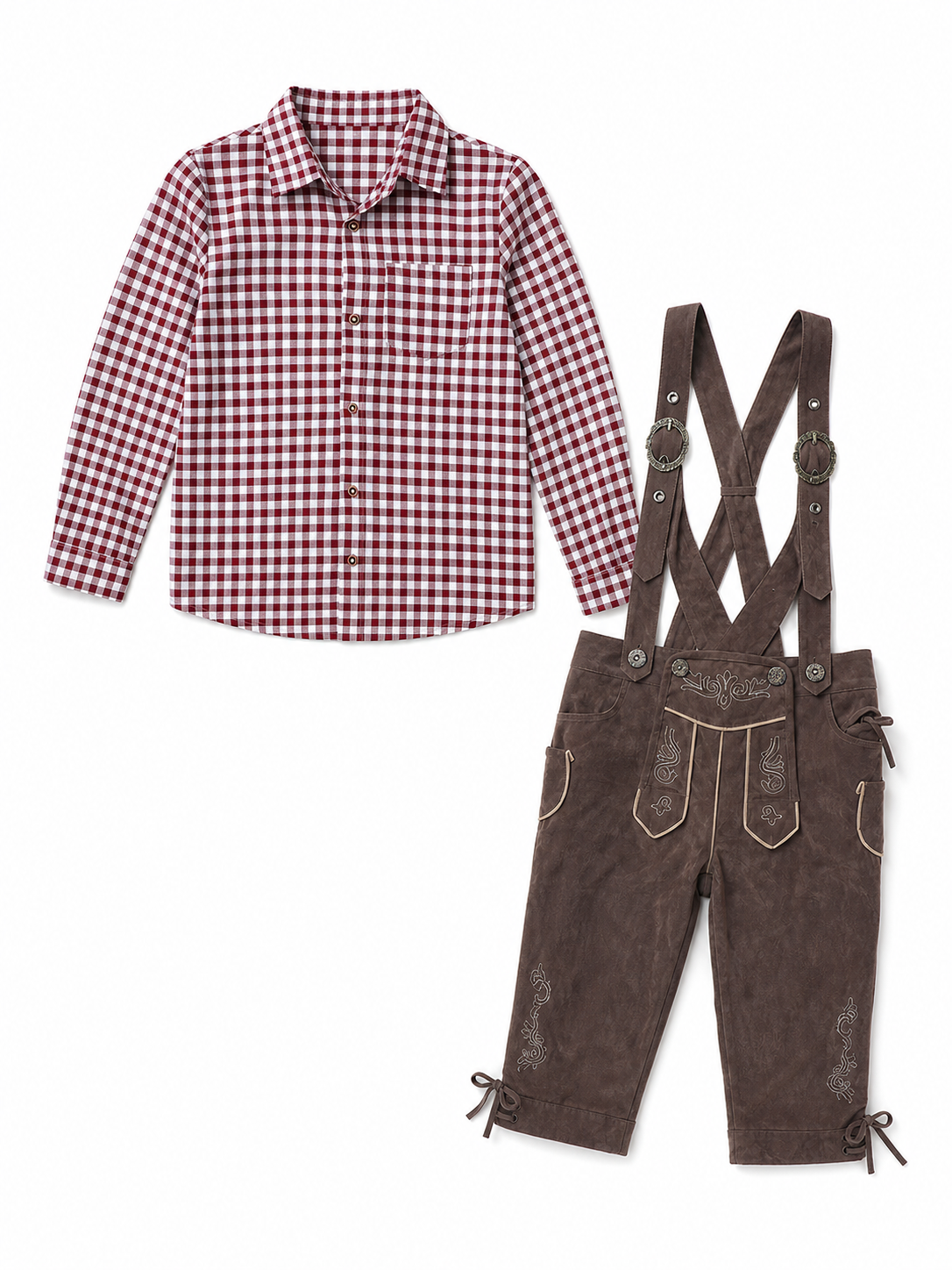 Costume Set: Plaid Shirt and Bib Overalls included items