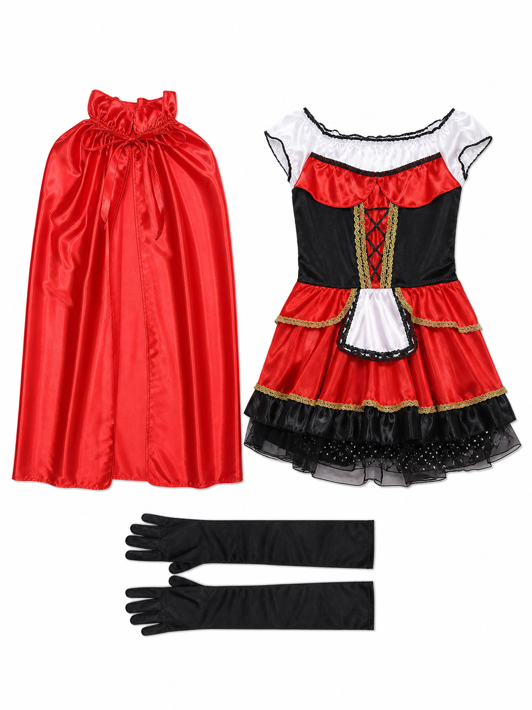 Little Red Riding Hood Carnival Costume with Cloak included items