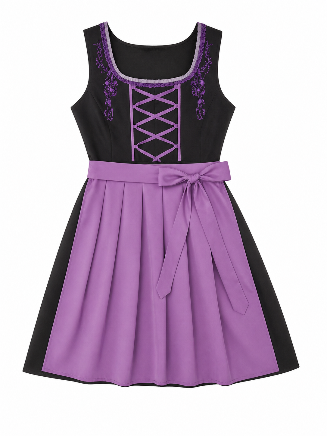 Dirndl-Style Dress with Apron and Lacing