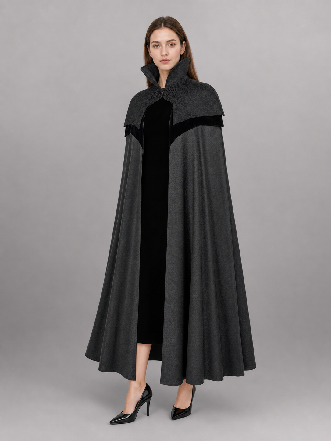 Black Hooded Fantasy Costume Cloak included items 2