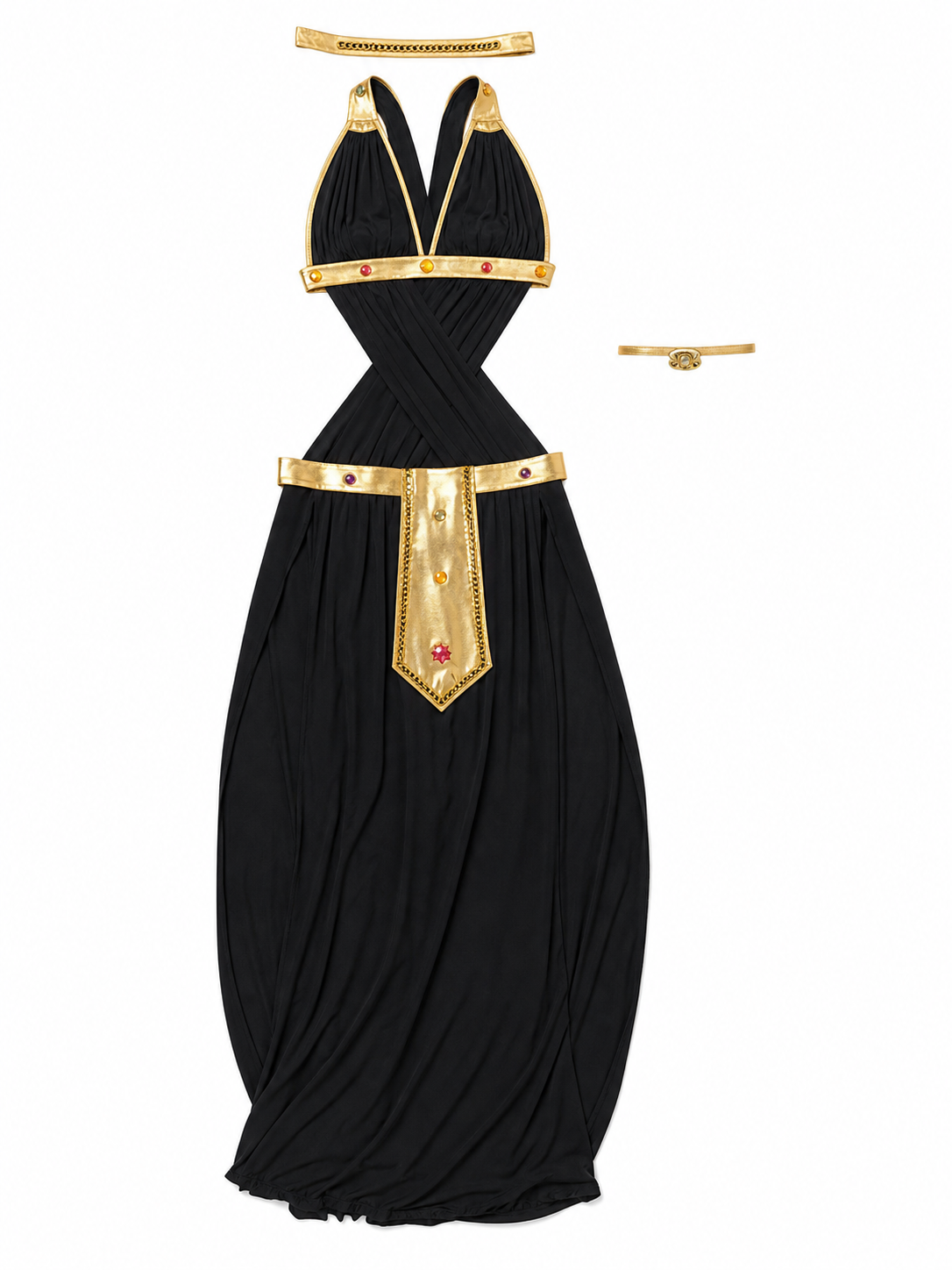 Cleopatra Cosplay Costume: Black Dress with Gold Details