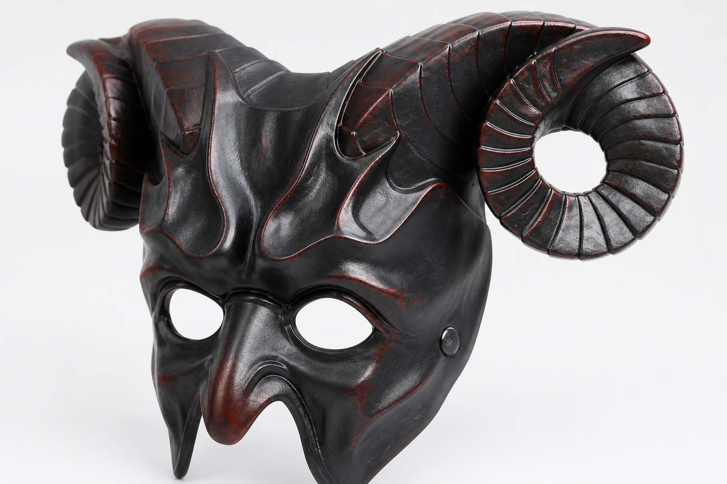 1pc Halloween Horned Demon Mask, Full Face with Curled Horns for Cosplay Parties