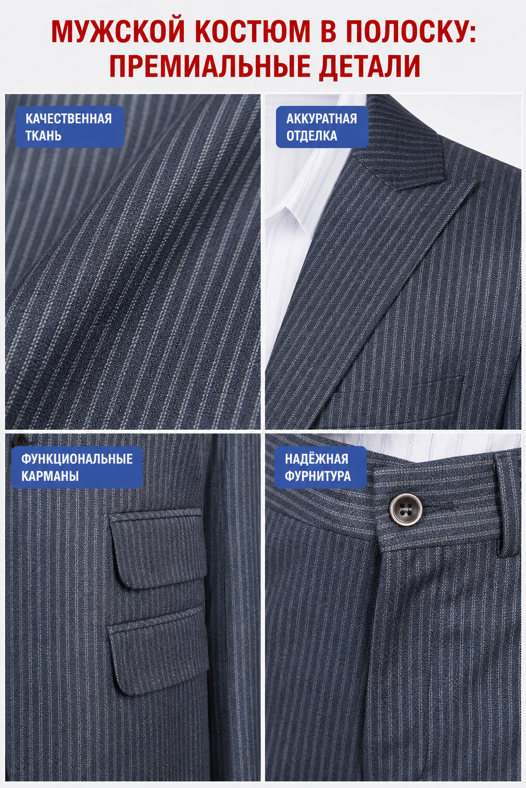 Pinstripe Two-Piece Suit: Blazer and Pants