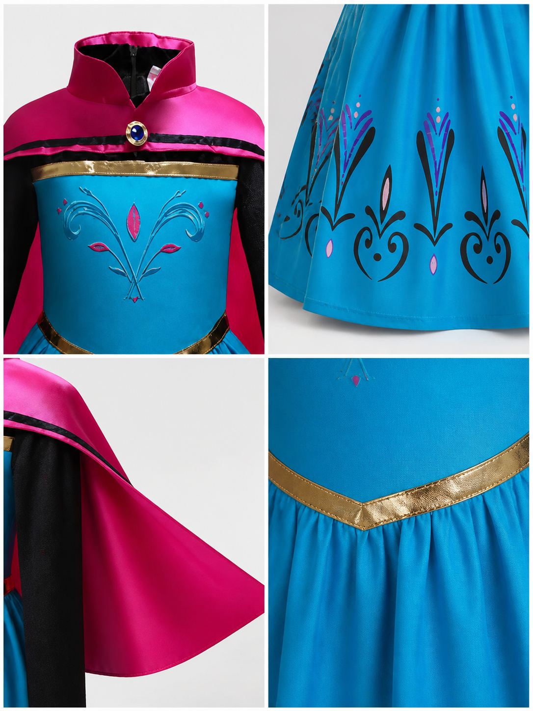 Princess Carnival Costume with Cape for Cosplay detail view