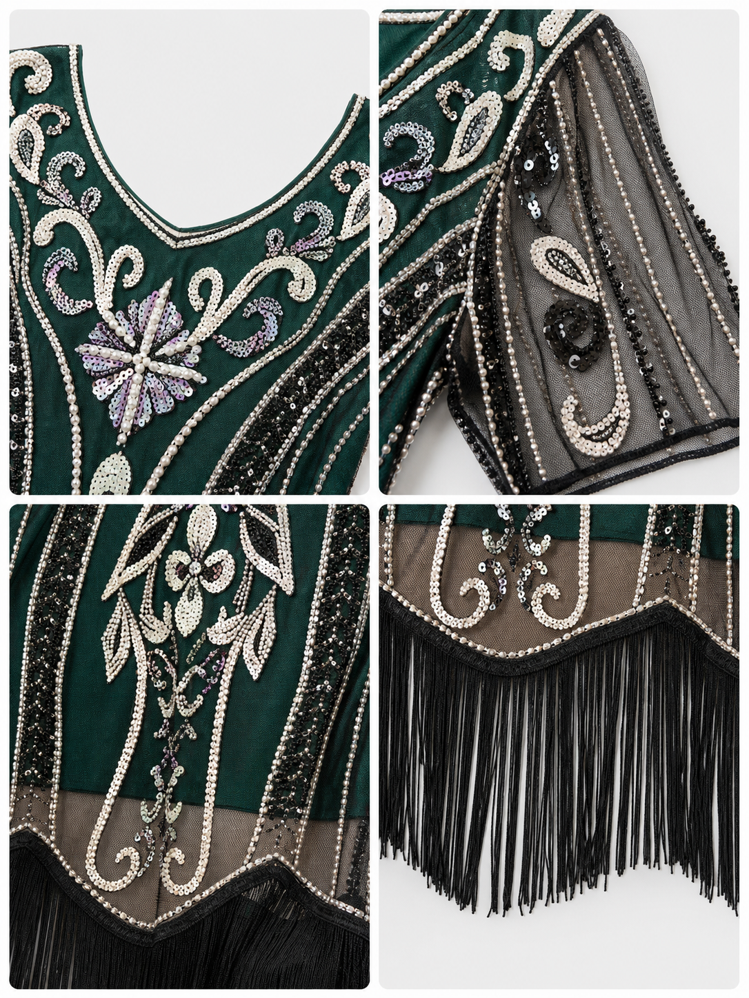 Gatsby-Style Dress with Fringe and Sequins