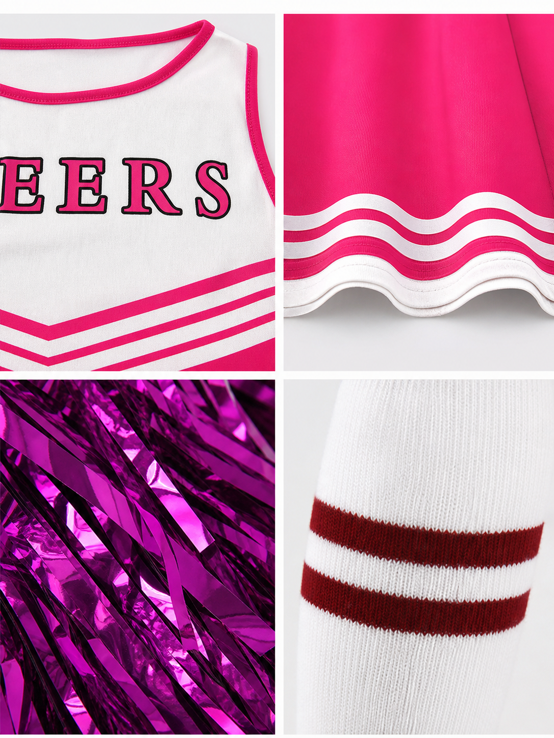 CHEERS Cheerleading Costume with Pom-Poms and Knee-High Socks