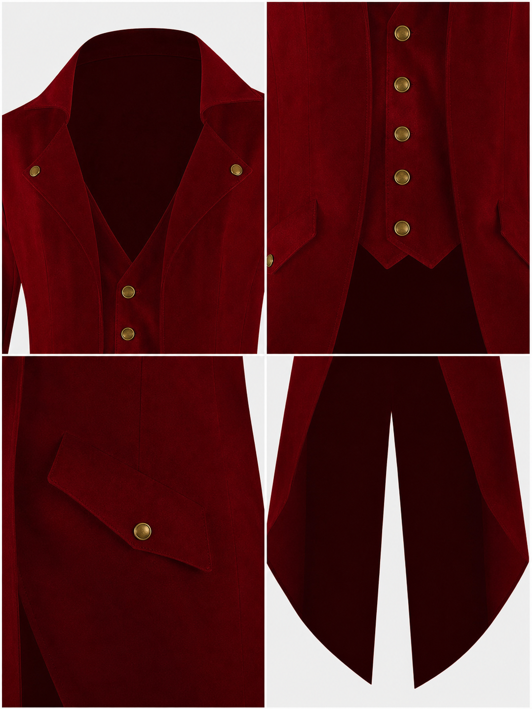 Long Burgundy Tailcoat in Vintage Style