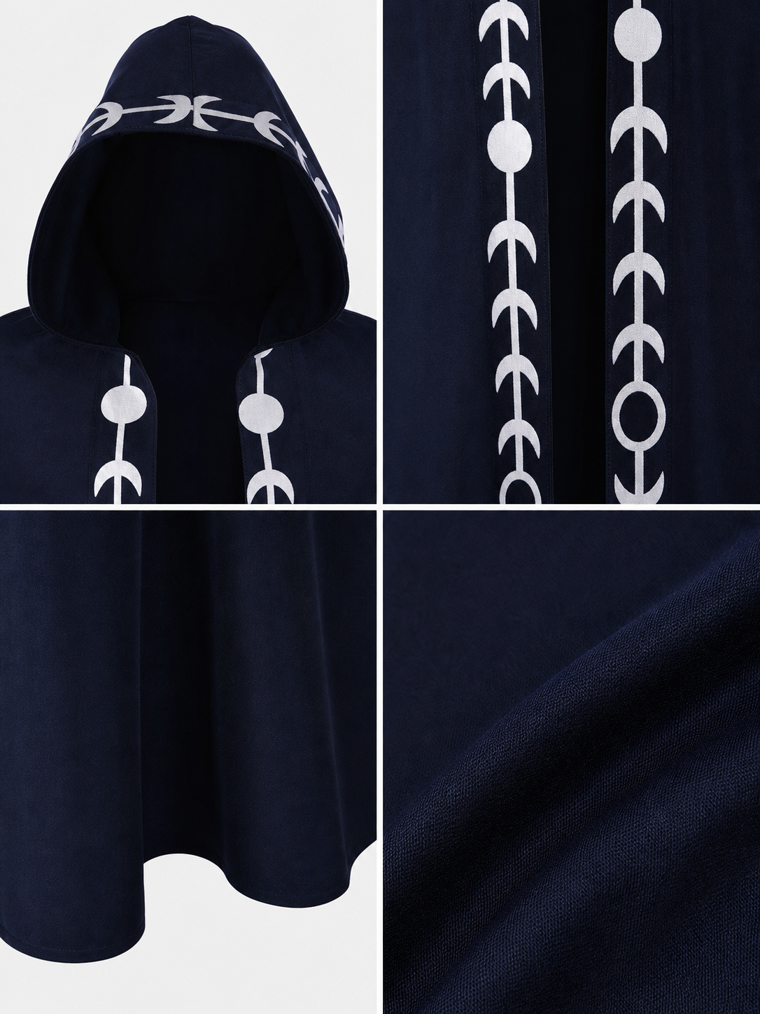 Navy Blue Hooded Cape with White Pattern