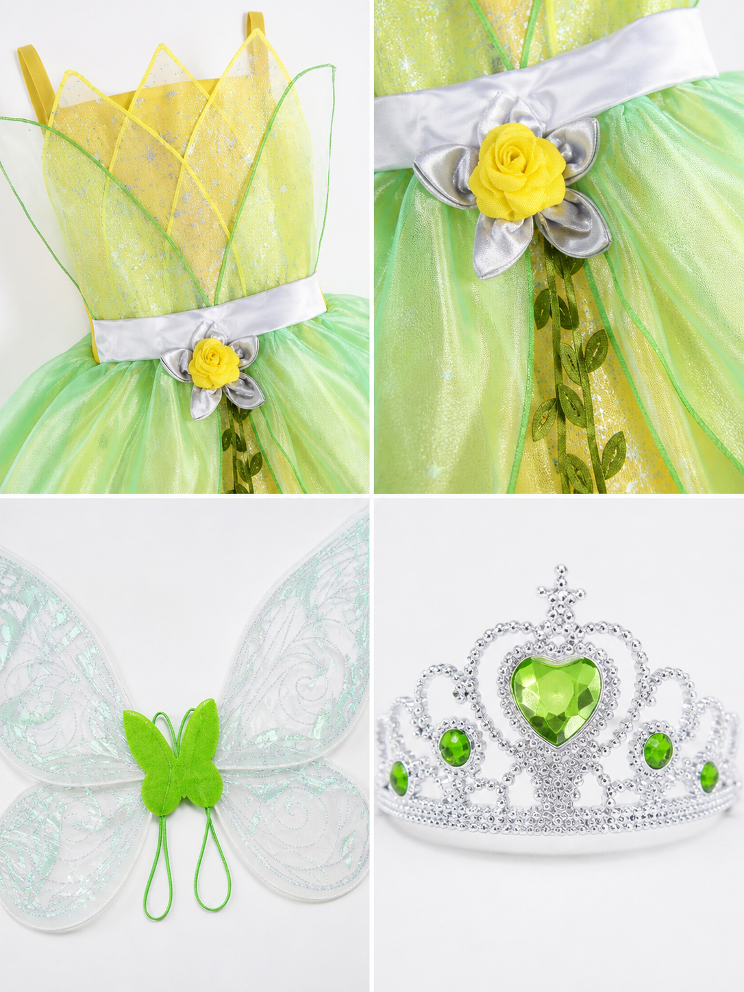 Green Princess Costume for Halloween detail view