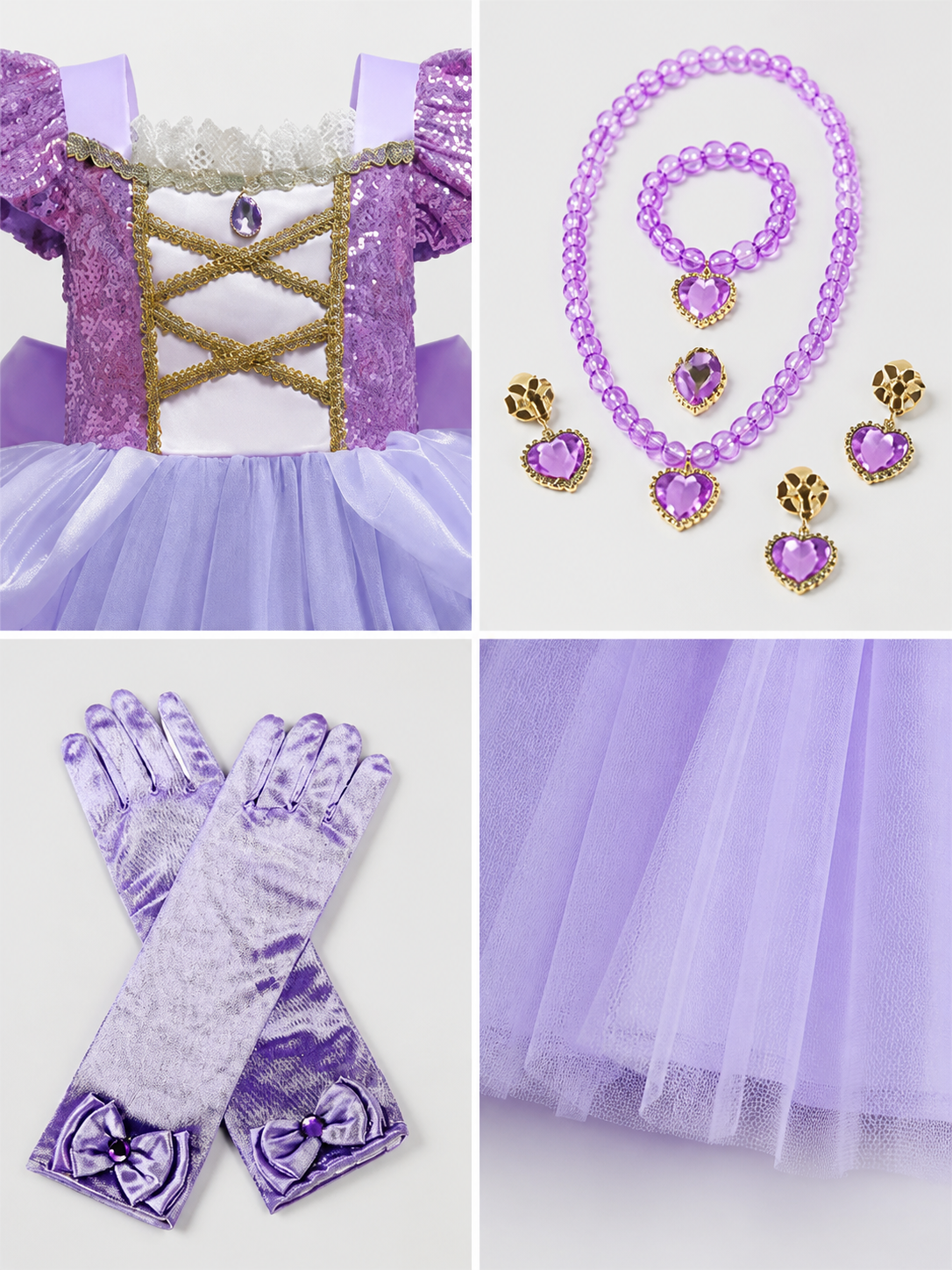 Purple Princess Costume for Halloween detail view