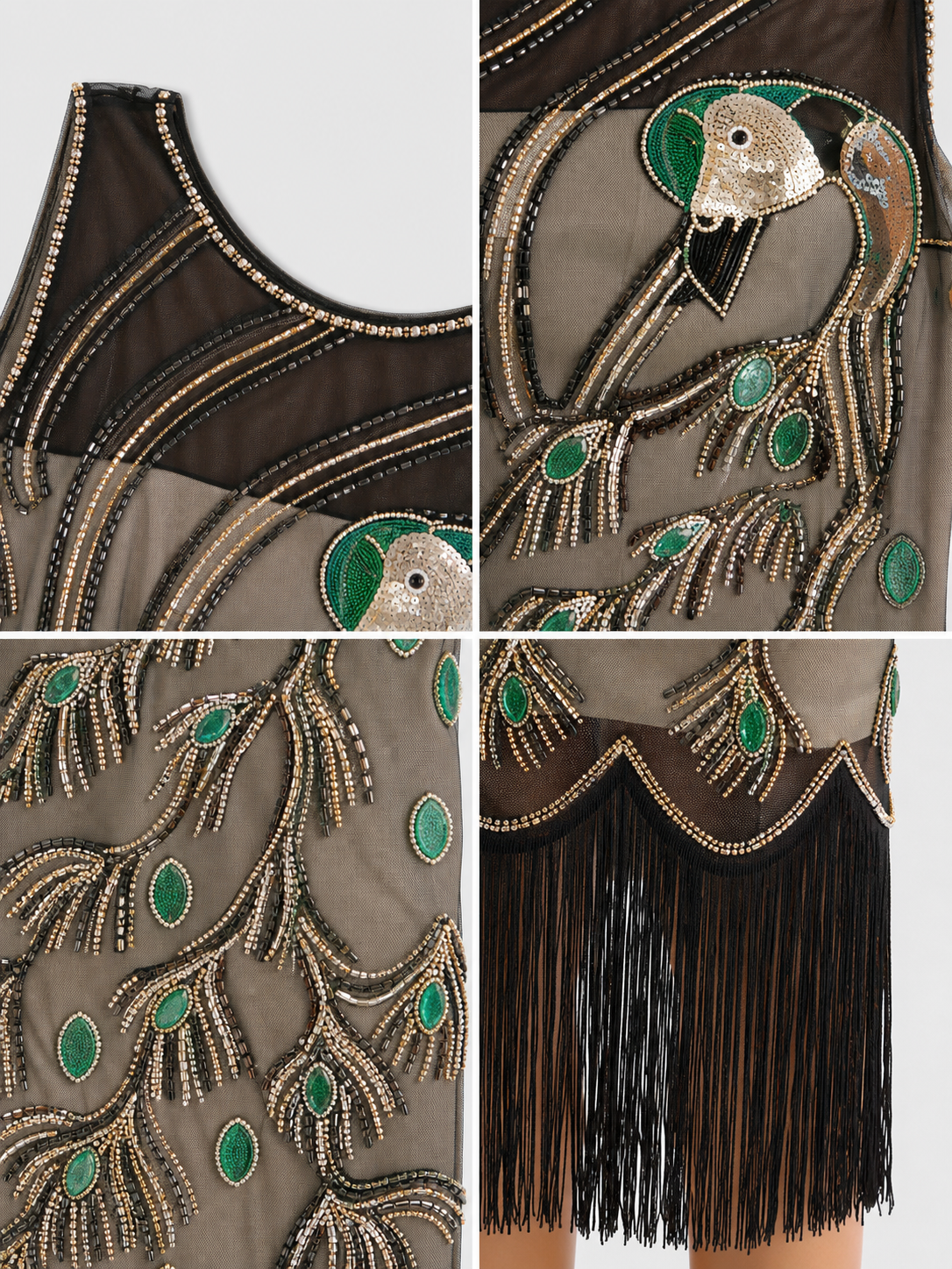 Gatsby-Style Dress with Fringe and Sequins