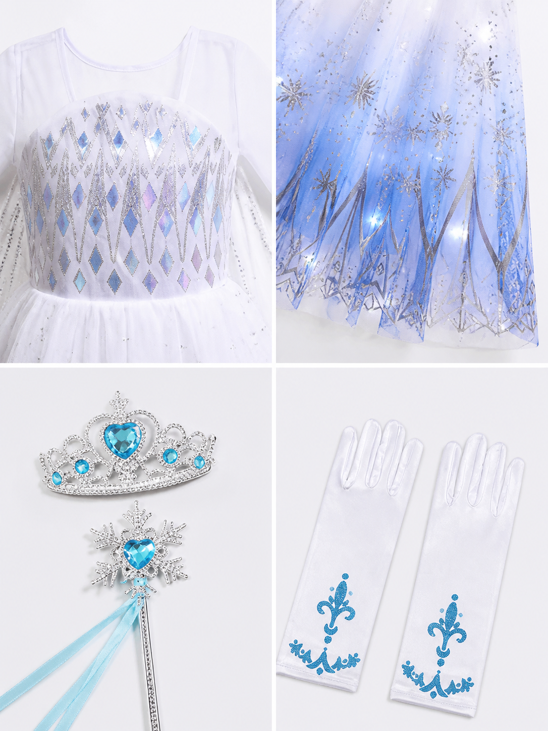 Snow Queen Carnival Costume with LED Lighting detail view