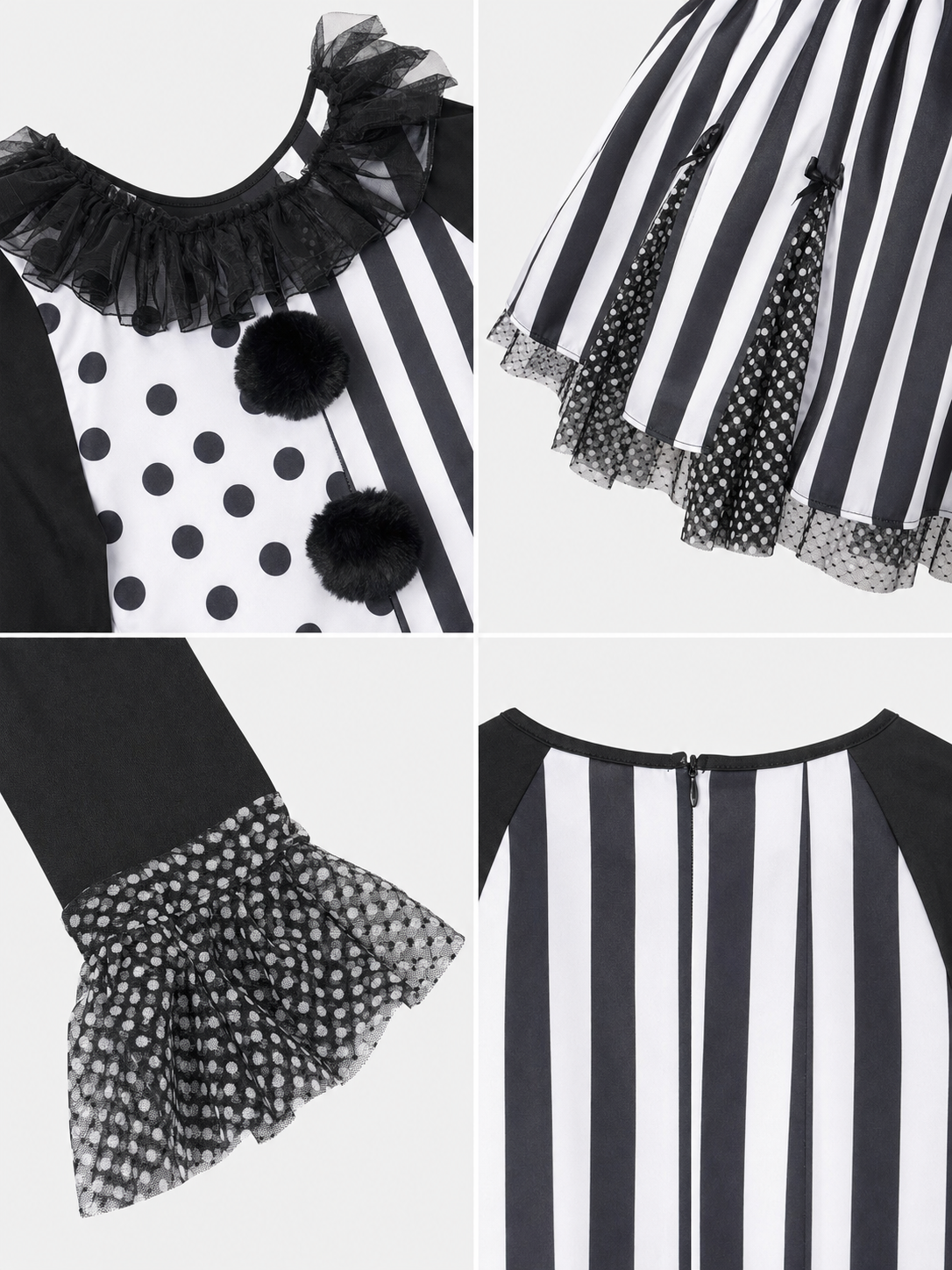 Halloween Clown Costume, Black-and-White Dress