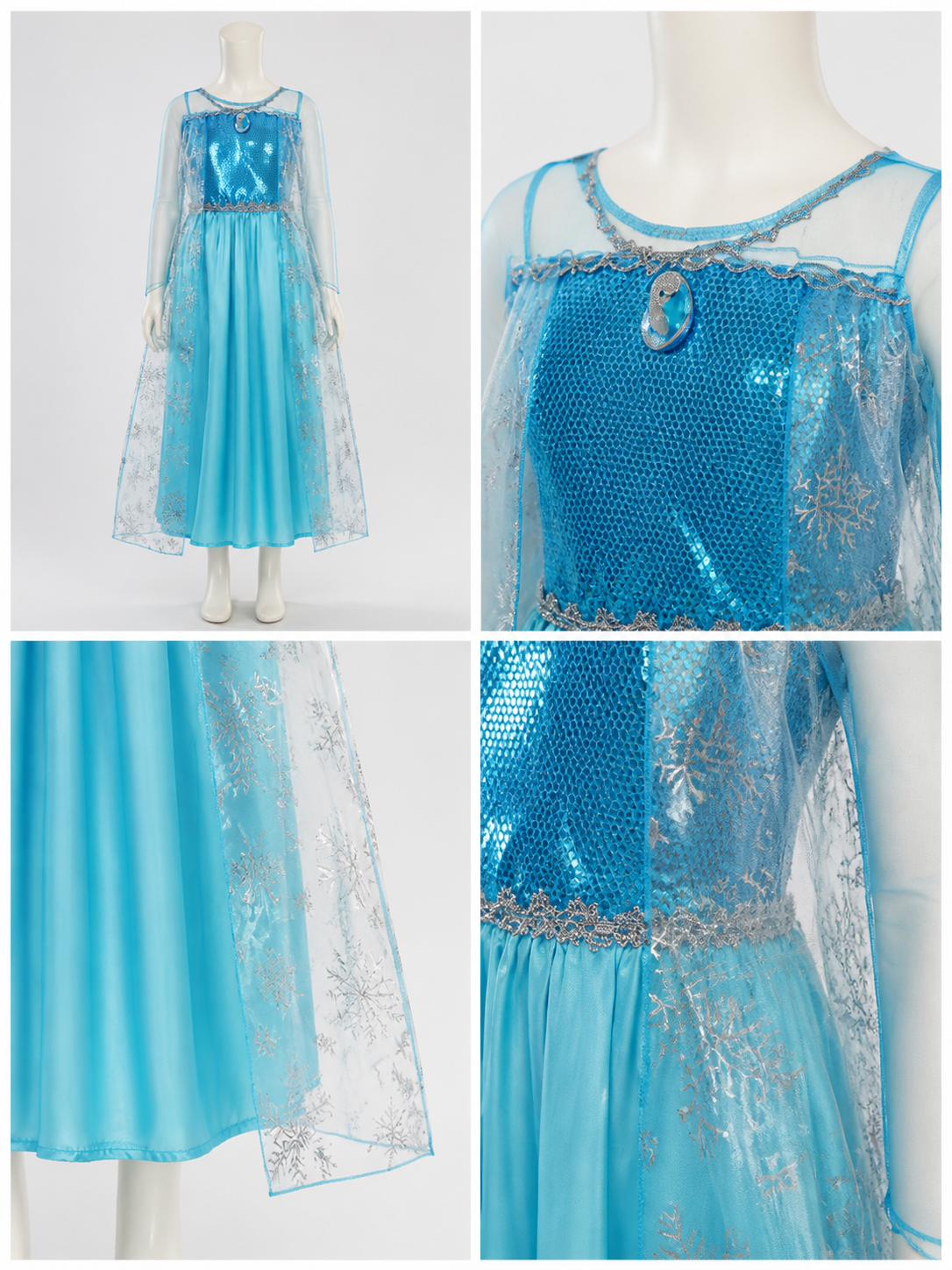 Princess Costume with Snowflakes for Halloween detail view