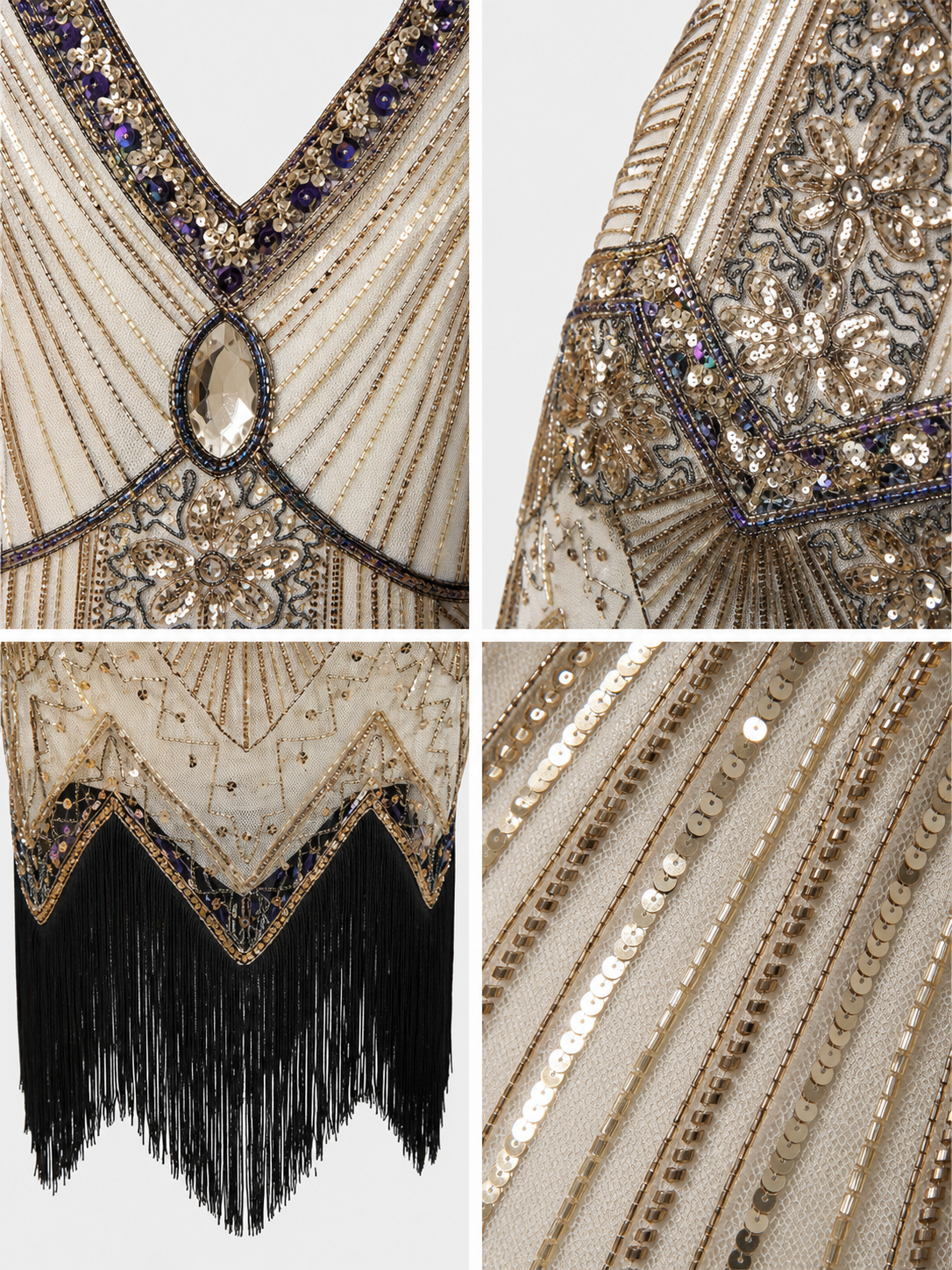 Vintage Gatsby Dress with Fringe and Sequins