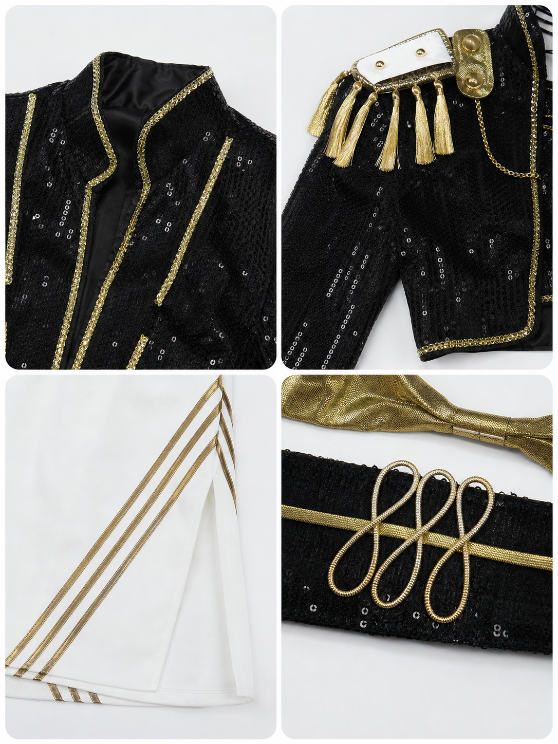 Mila Cosplay Costume, Black and Gold Stage Set