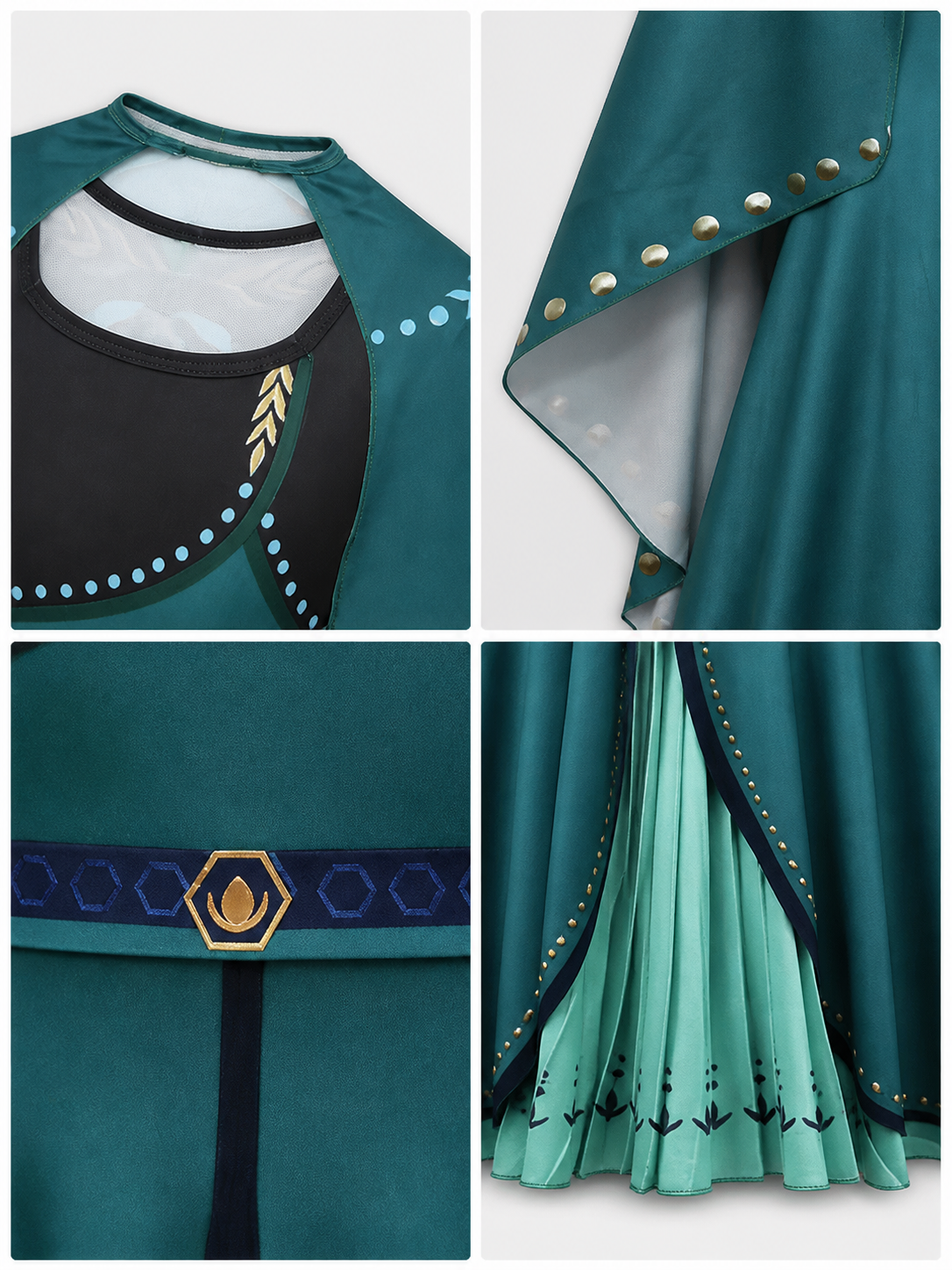 Princess Costume with Cape for Halloween detail view