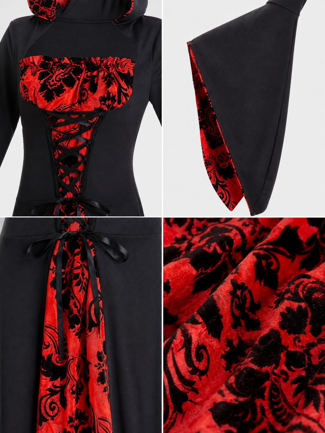 Long Gothic-Style Hooded Dress